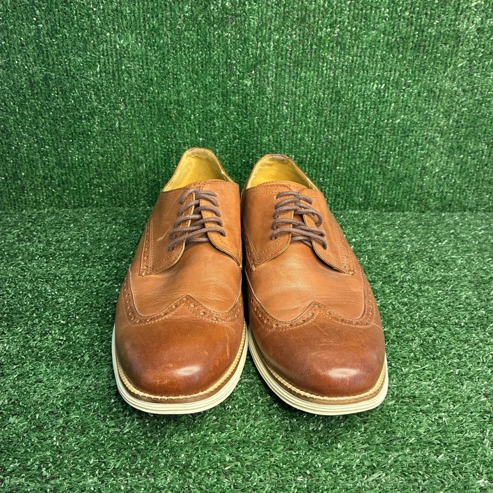 Cole Haan Original Grand Wingtip Oxford Leather Brogue Dress Brown Mens 12 Wide
